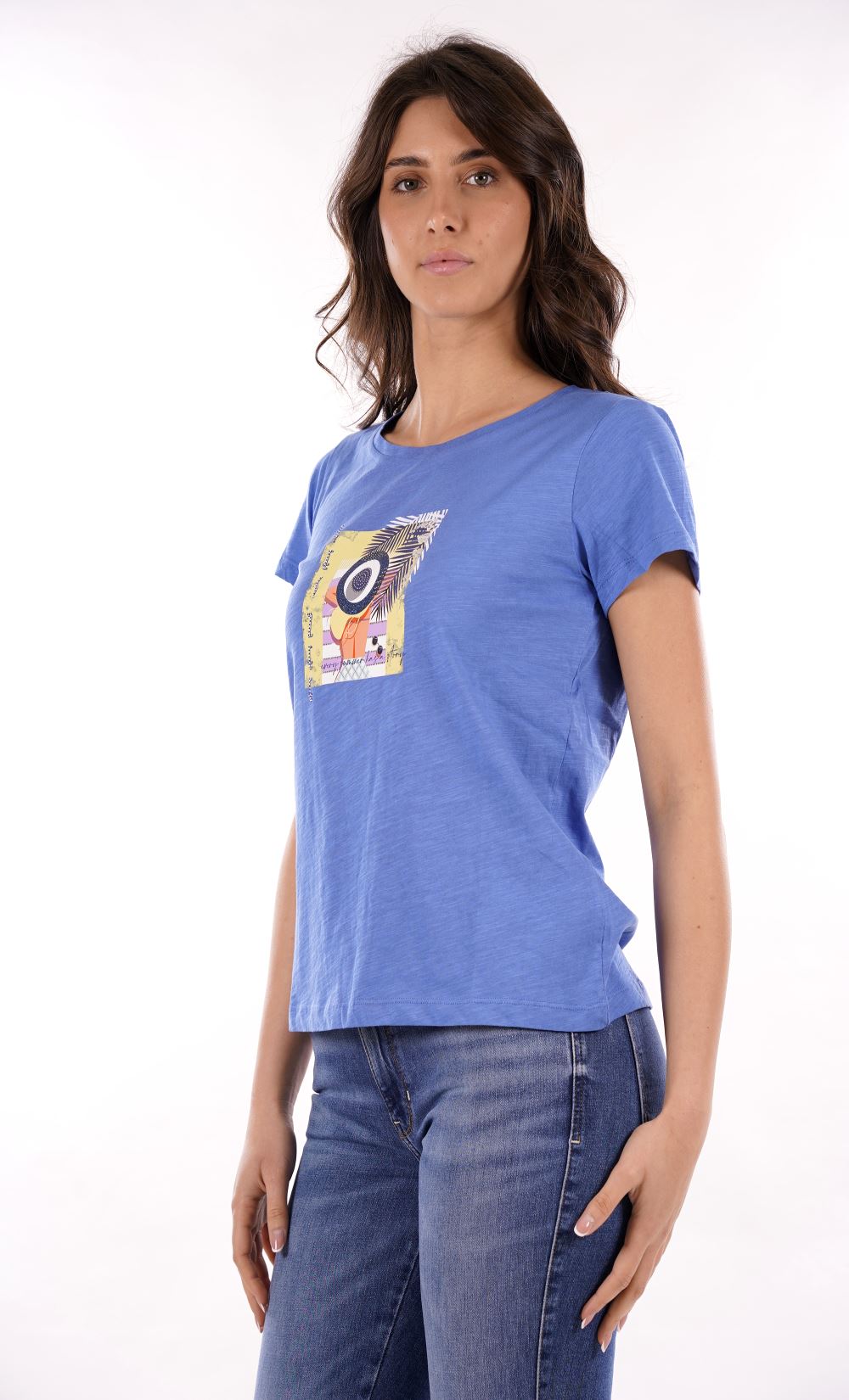 Yes Zee T-shirt T-Shirt Donna Scollo A Madonna, M/C Donna Mod. T221 TL00 0602 Baja Blu