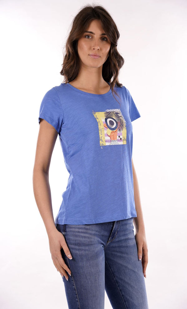 Yes Zee T-shirt T-Shirt Donna Scollo A Madonna, M/C Donna Mod. T221 TL00 0602 Baja Blu