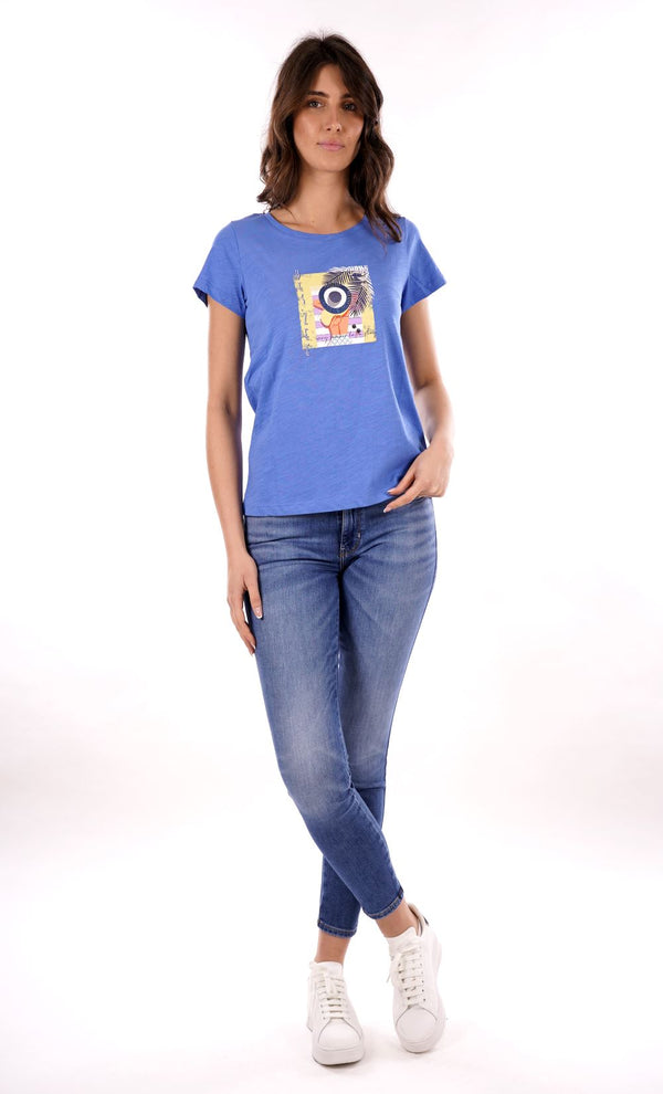 Yes Zee T-shirt T-Shirt Donna Scollo A Madonna, M/C Donna Mod. T221 TL00 0602 Baja Blu