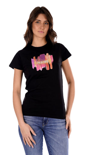 Yes Zee T-shirt T-Shirt Donna Girocollo, M/C Donna Mod. T222 T901 0801 Nero