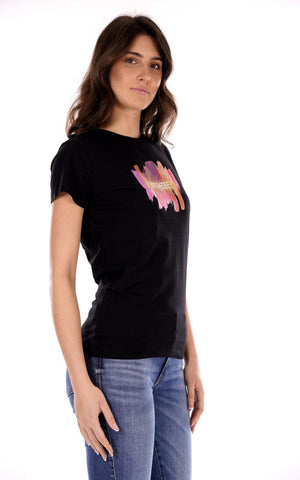 Yes Zee T-shirt T-Shirt Donna Girocollo, M/C Donna Mod. T222 T901 0801 Nero