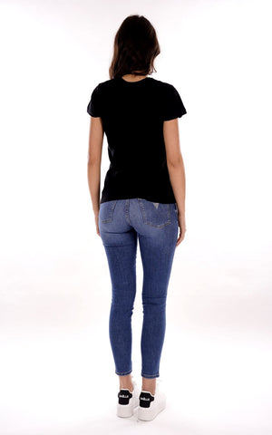Yes Zee T-shirt T-Shirt Donna Girocollo, M/C Donna Mod. T222 T901 0801 Nero