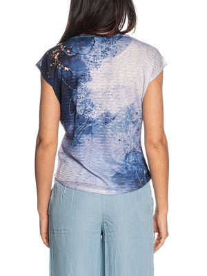 Yes Zee T-shirt T-Shirt Donna Smanicata, Stampa Sublimatica Donna Mod. T235 Y303 2713 Variante Blu