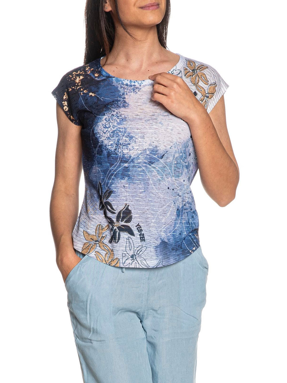 Yes Zee T-shirt T-Shirt Donna Smanicata, Stampa Sublimatica Donna Mod ...