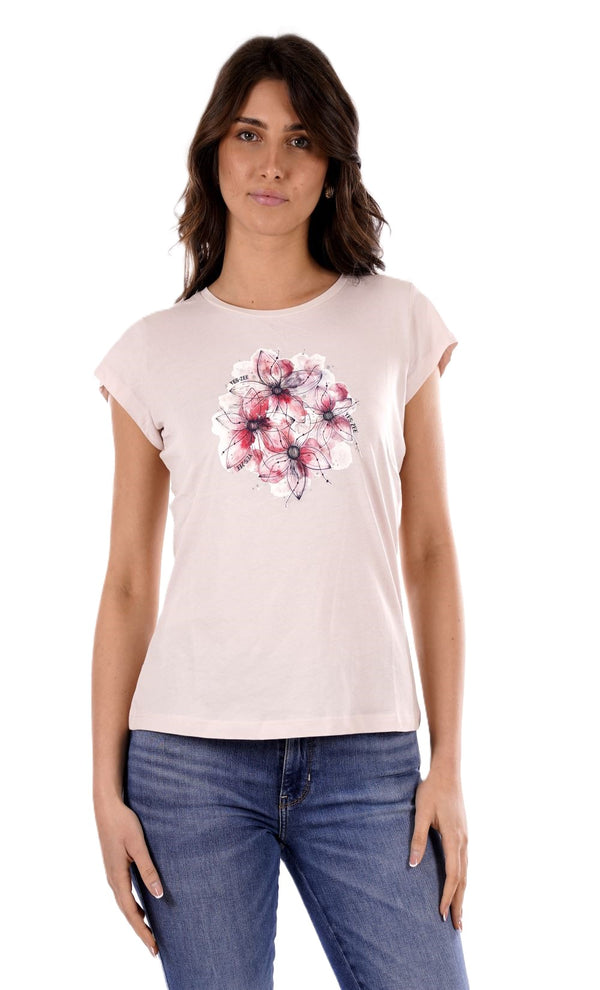 Yes Zee T-shirt Donna Girocollo, M/C Donna Mod. T257 SG00 0441 Rosa Tenue