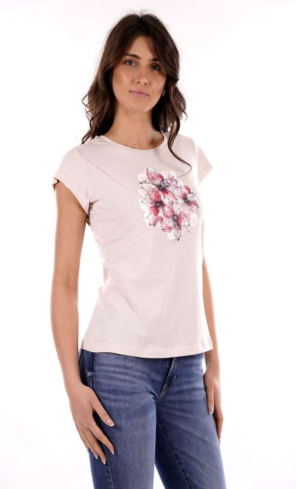Yes Zee T-shirt Donna Girocollo, M/C Donna Mod. T257 SG00 0441 Rosa Tenue