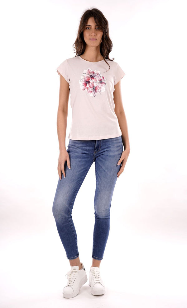 Yes Zee T-shirt Donna Girocollo, M/C Donna Mod. T257 SG00 0441 Rosa Tenue