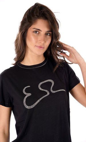 Yes Zee T-Shirt Donna Diritta, Girocollo, M/C Donna Mod. T264 TL00 0801 Nero