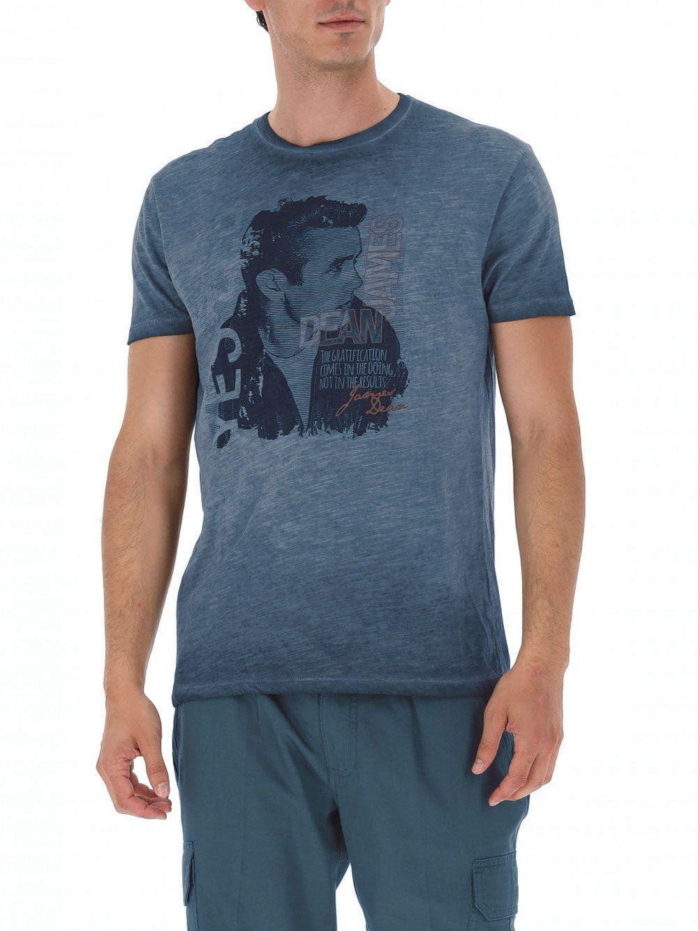 Yes Zee T-shirt Uomo Girocollo Manica Corta, Tinto Freddo Uomo Mod. T745 T300 0713 Blu