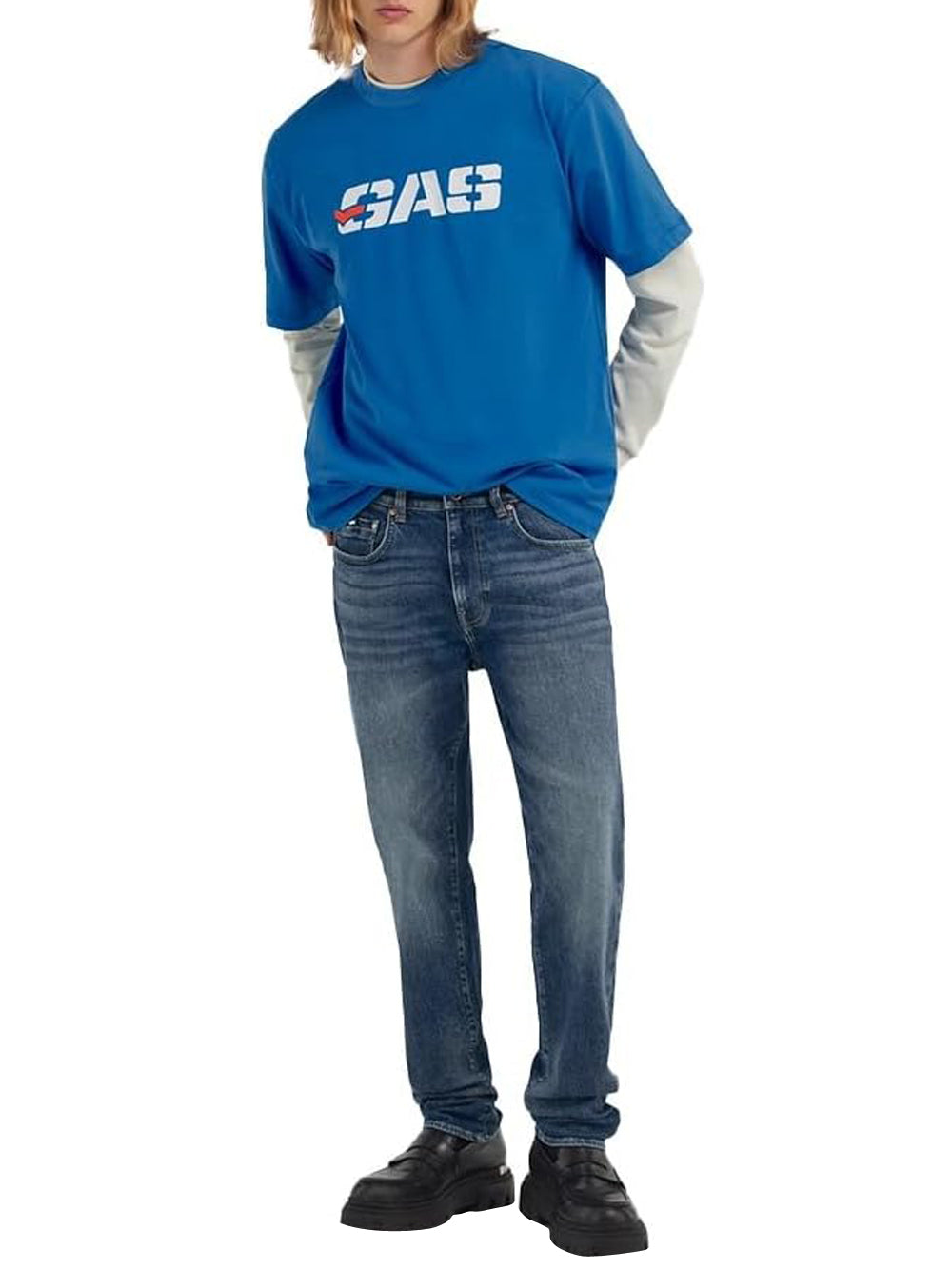 GAS Jeans Uomo Mod. A7521 ALBERT SIMPLE REV 53MM Denim