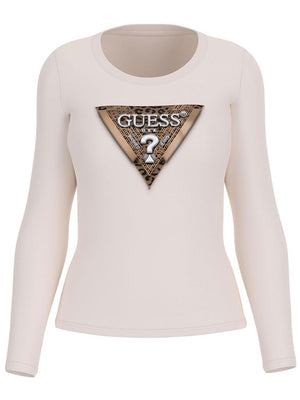 Guess T-shitr Manica Lunnga Donna Mod. W5BI75 J1314 G012 Panna