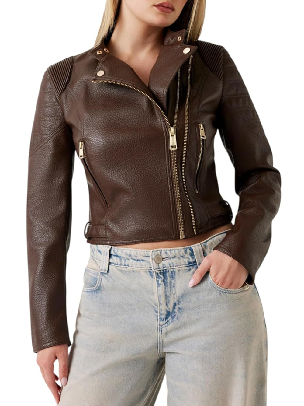 Guess Giubbotto pelle Donna Mod. W5YL19 WHDS0 FN09 Moro