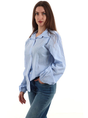 I AM Camicia Donna Mod. 24416 RIGHE CELESTE Celeste