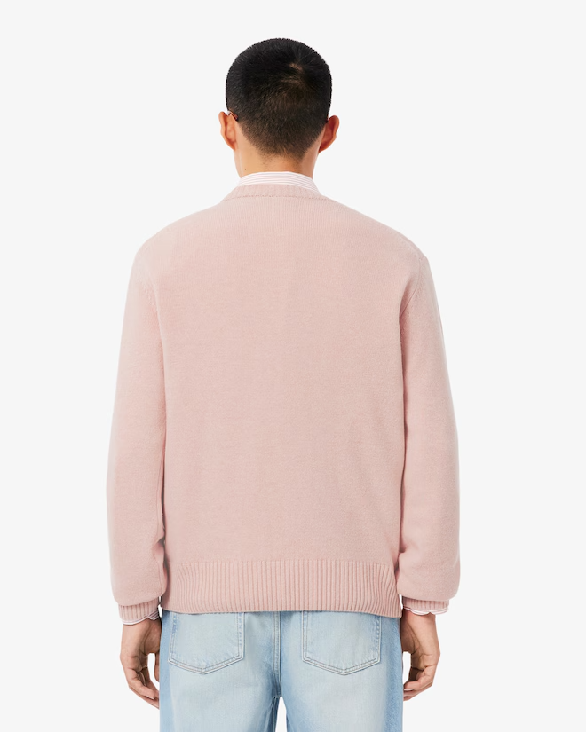 Lacoste Maglione Girocollo Uomo Mod. AH2916 LANA 91G Rosa