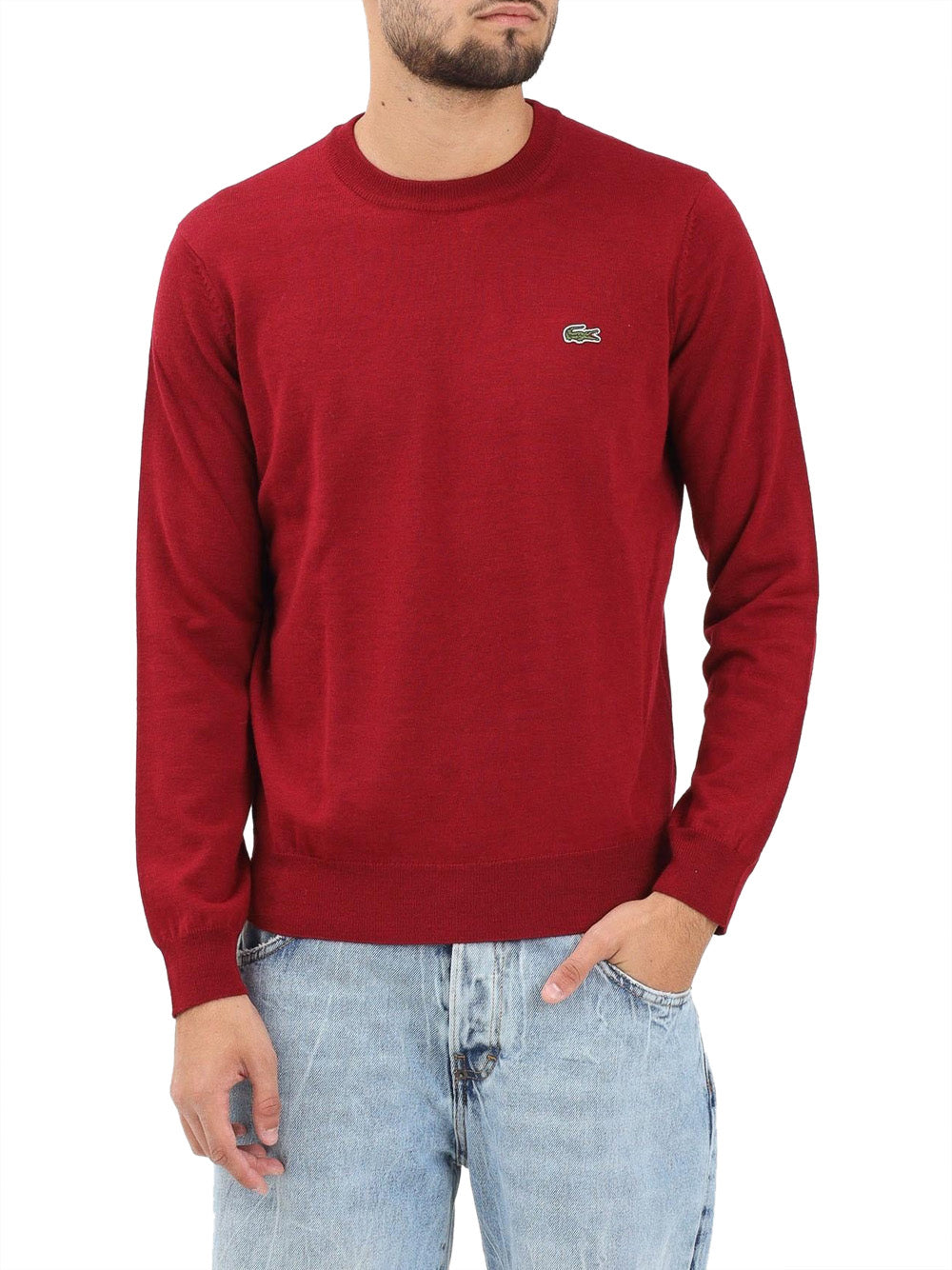 Lacoste Maglione Girocollo Uomo Mod. AH3225 LANA 476 Bordeau