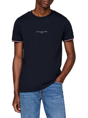 Tommy Hilfiger T-shirt Tommy Logo Tipped Te Uomo Mod. MW0MW32584 DW5 Desert Sky