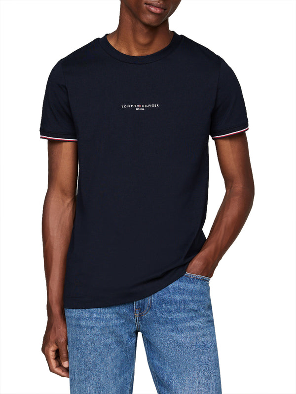Tommy Hilfiger T-shirt Tommy Logo Tipped Te Uomo Mod. MW0MW32584 DW5 Desert Sky