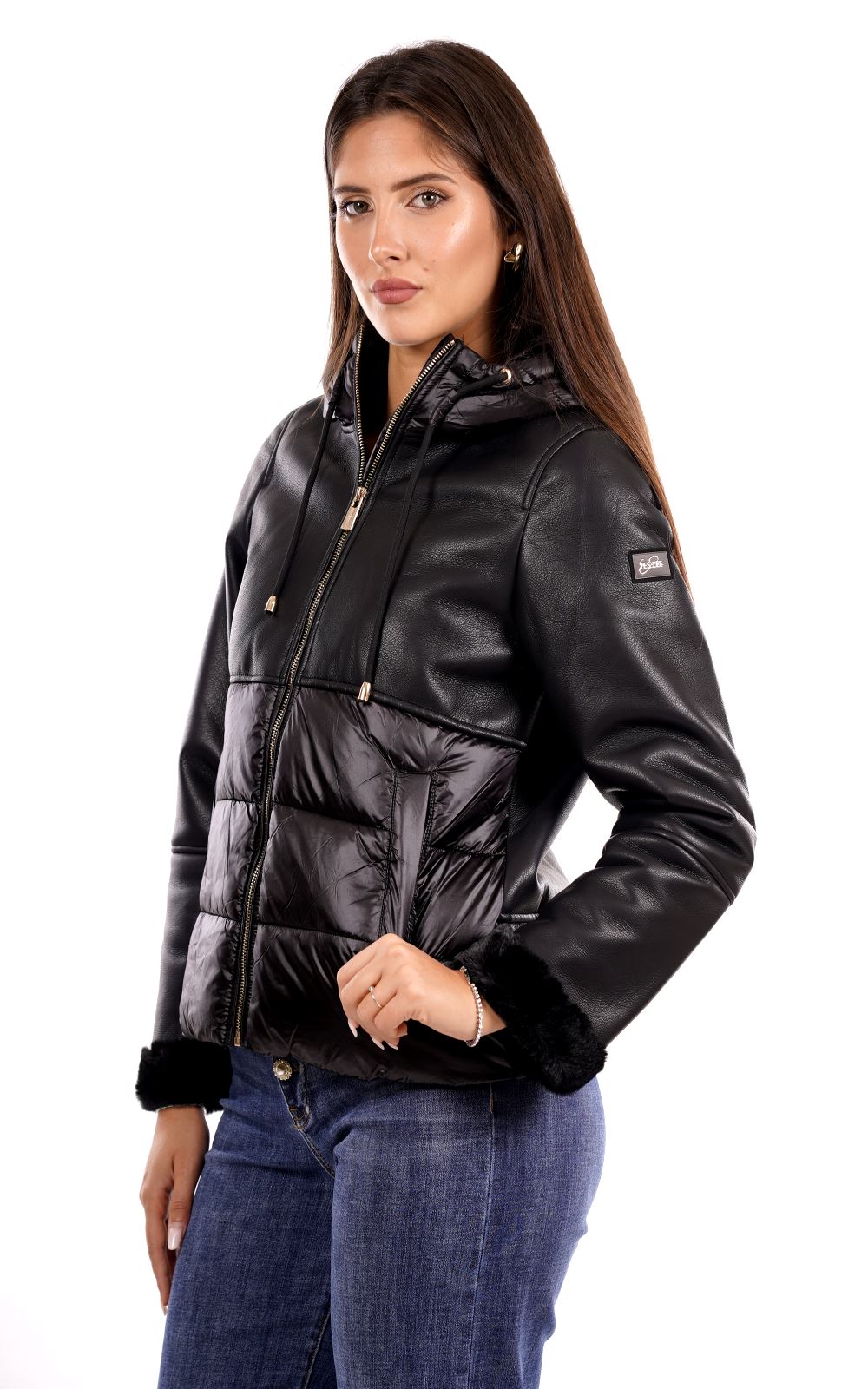 Yes Zee Giubbotto pelle Donna Mod. J018 GB00 0801 Nero