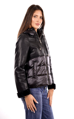 Yes Zee Giubbotto pelle Donna Mod. J018 GB00 0801 Nero