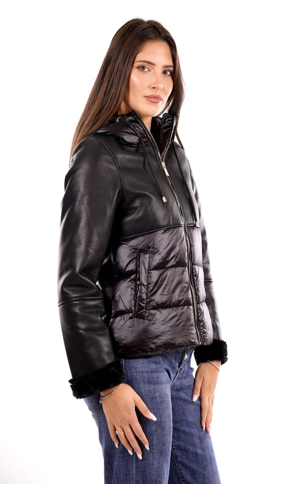 Yes Zee Giubbotto pelle Donna Mod. J018 GB00 0801 Nero