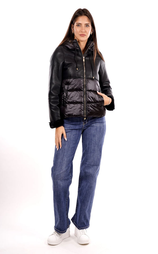 Yes Zee Giubbotto pelle Donna Mod. J018 GB00 0801 Nero