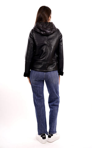 Yes Zee Giubbotto pelle Donna Mod. J018 GB00 0801 Nero
