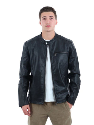 YOS Giubbotto pelle Uomo Mod. 002TOTTENAM ECO-PELLE NERO Nero