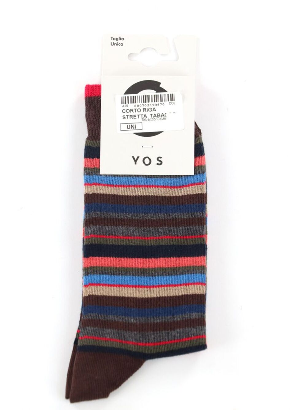 YOS Calzini UNISEX Mod. CORTO RIGA STRETTA TABACCO
