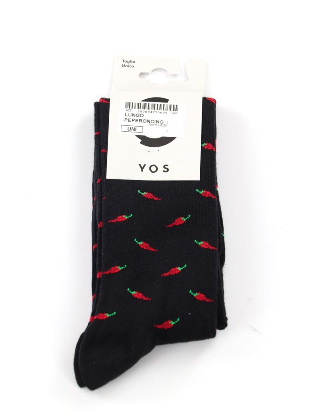 YOS Calzini UNISEX Mod. LUNGO PEPERONCINO NERO