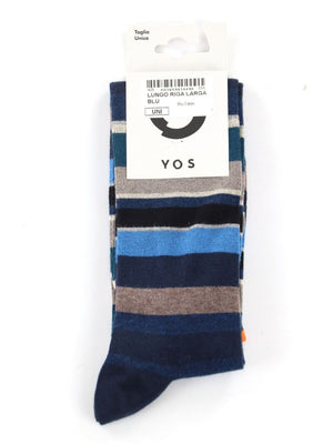 YOS Calzini UNISEX Mod. LUNGO RIGA LARGA BLU