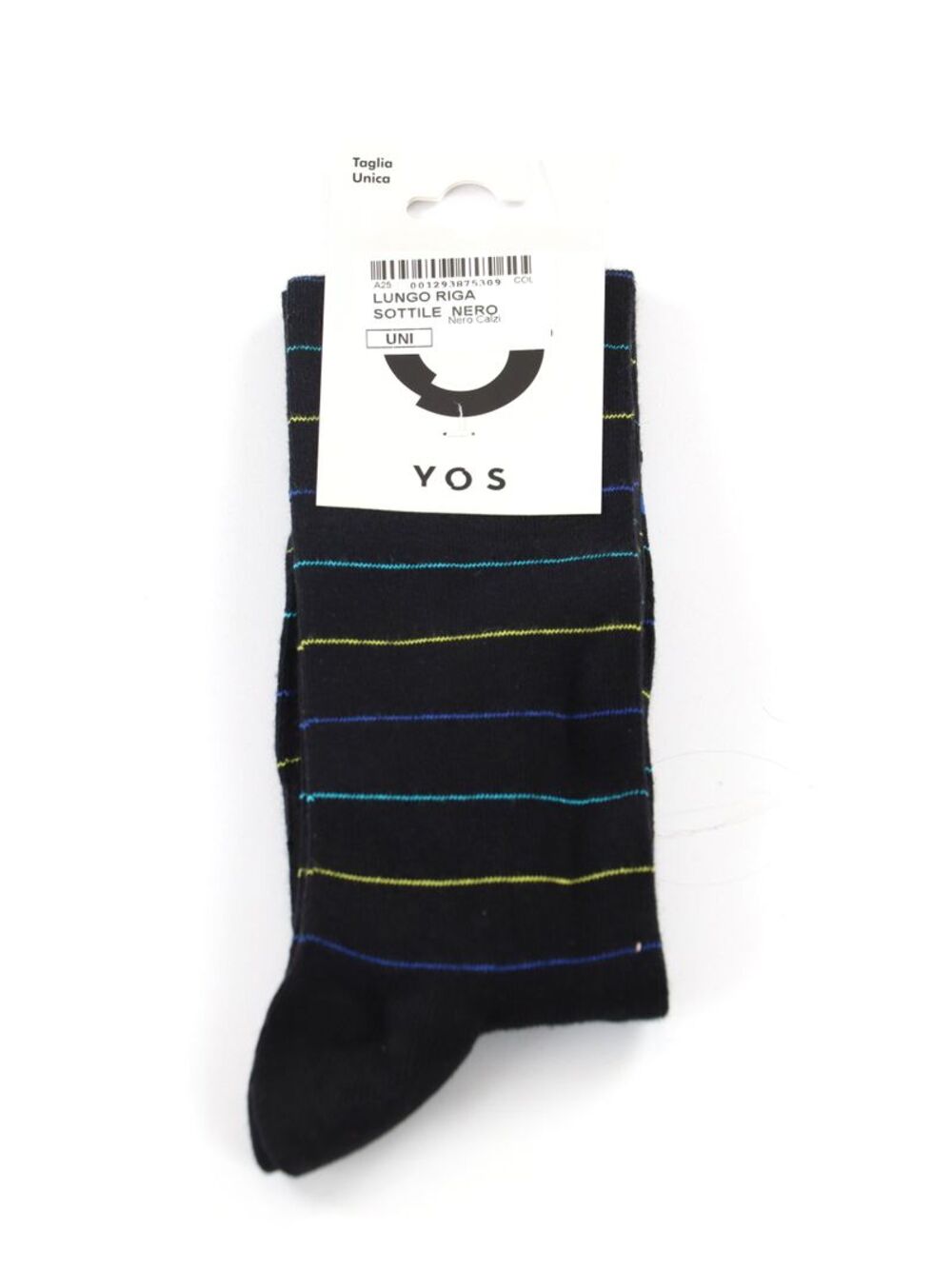YOS Calzini UNISEX Mod. LUNGO RIGA SOTTILE NERO