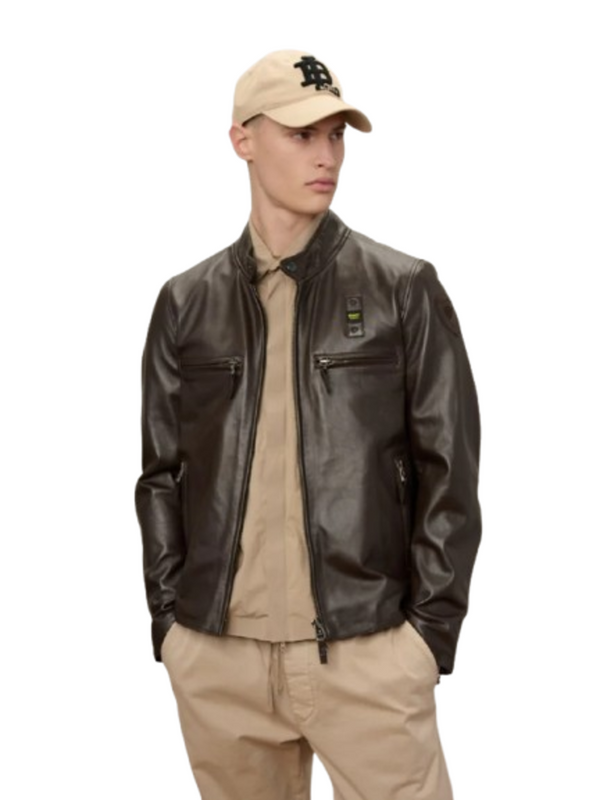 Blauer Giubbotto pelle Uomo Mod. BLUL02442 7515 392 Marrone Scuro