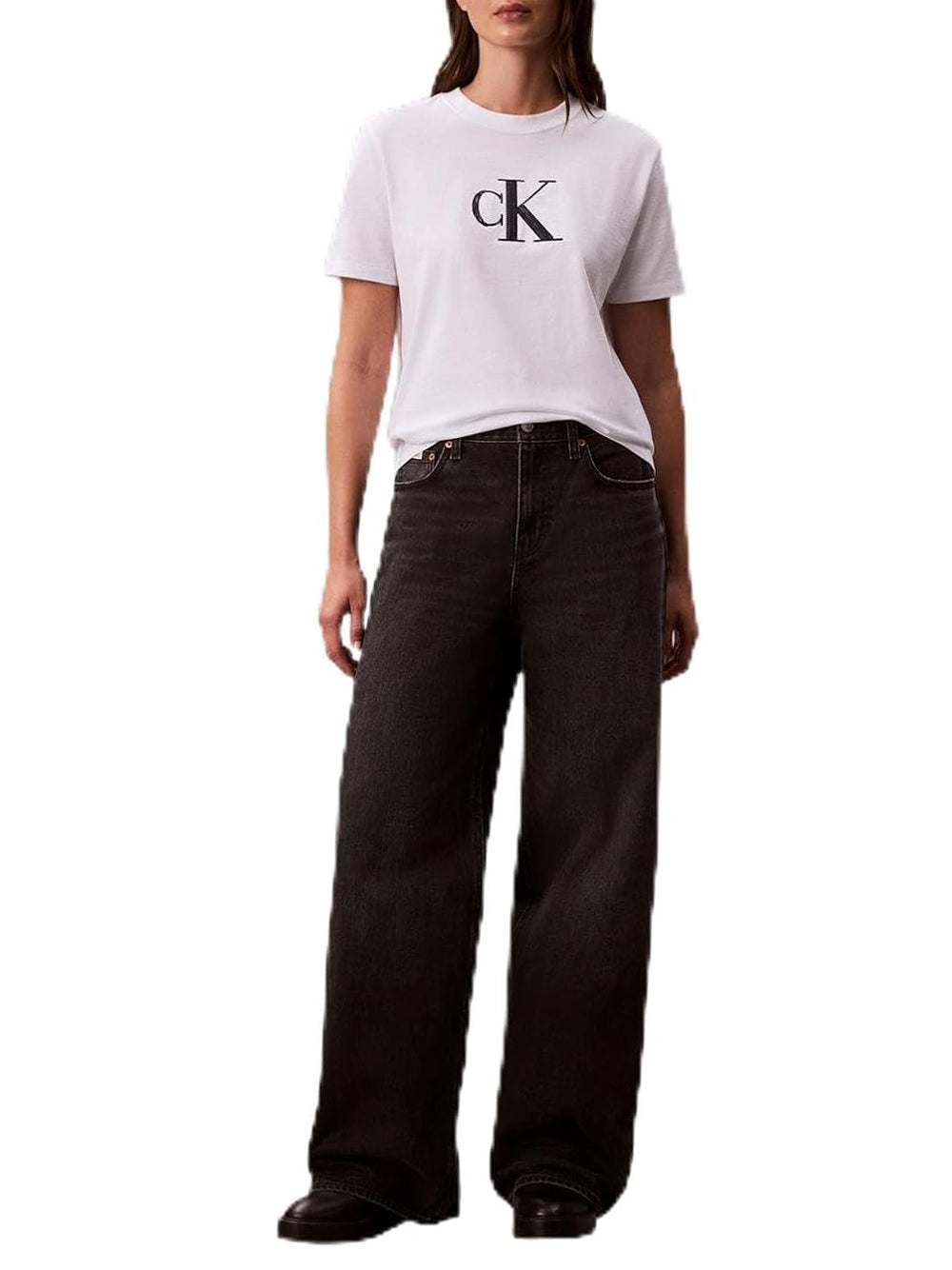 Calvin Klein Jeans T-shirt Donna Mod. LV044E215G YAA Bianco