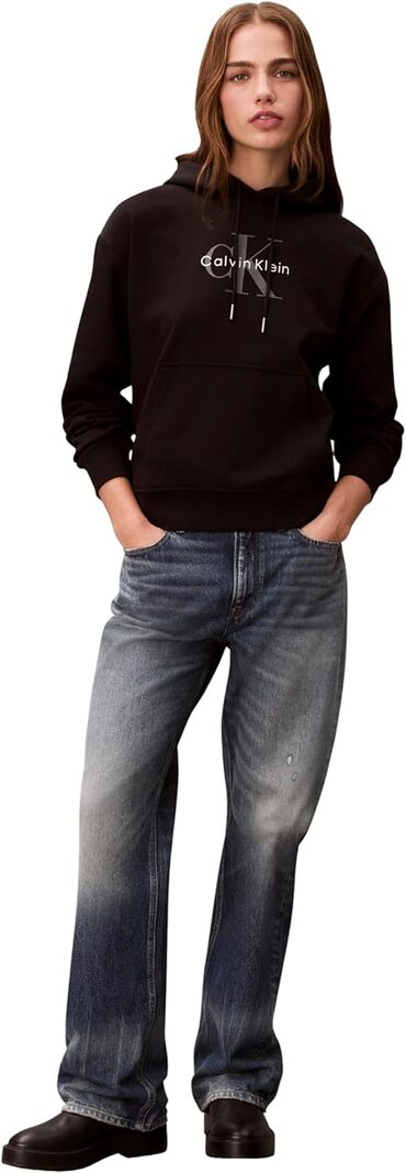 Calvin Klein Jeans Felpa cappuccio Donna Mod. LV047E221G UB1 Nero