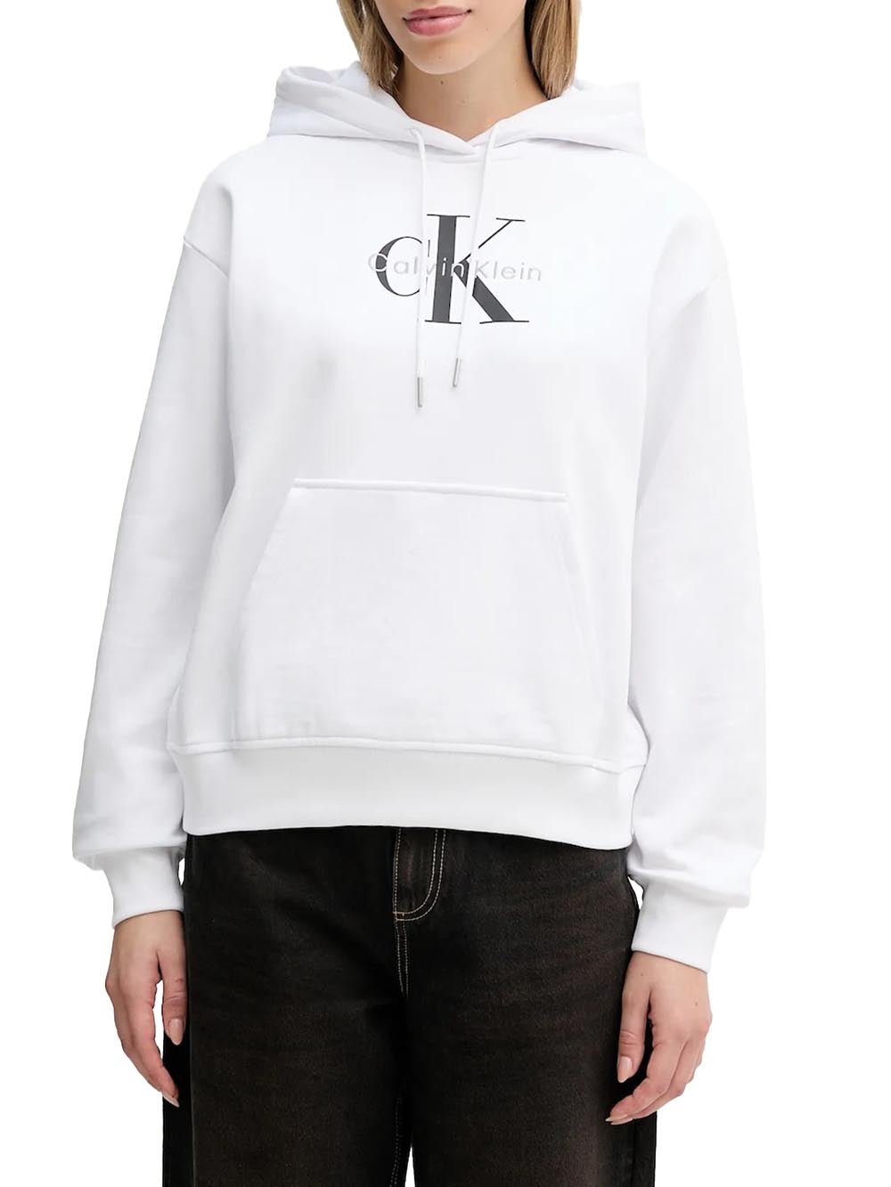 Calvin Klein Jeans Felpa cappuccio Donna Mod. LV047E221G YAA BIANCA