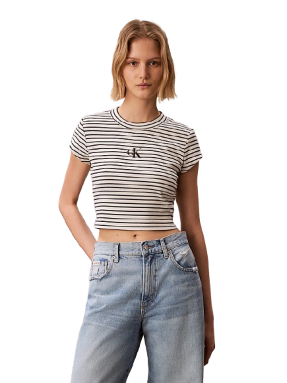 Calvin Klein Jeans T-shirt Donna Mod. LV047F833G XDY Panna