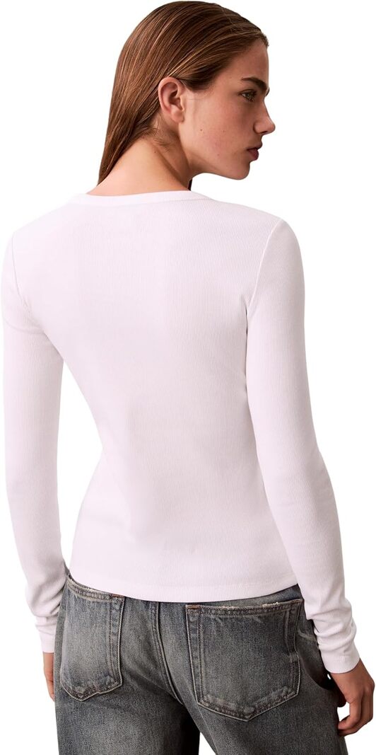Calvin Klein Jeans T-shitr Manica Lunga Donna Mod. LV04E205G YAA Bianco