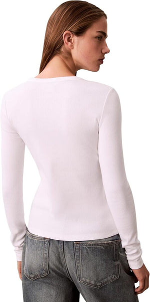 Calvin Klein Jeans T-shitr Manica Lunga Donna Mod. LV04E205G YAA Bianco