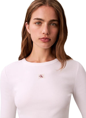 Calvin Klein Jeans T-shitr Manica Lunga Donna Mod. LV04E205G YAA Bianco