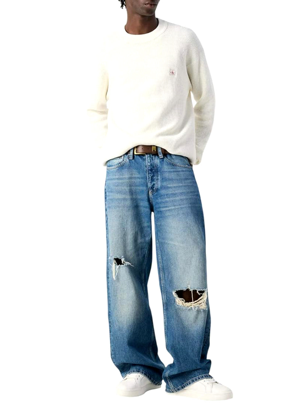 Calvin Klein Jeans Maglione Girocollo Uomo Mod. LV04RD313G YAS Bianco