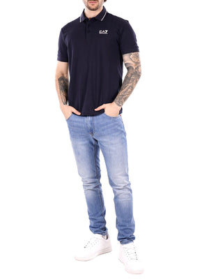 Ea7 Emporio Armani Polo Manica Corta Uomo Mod. 8NPF16 PJVUZ 1562 Blu