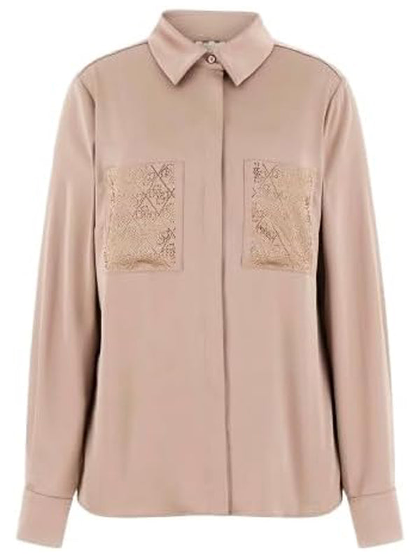 Guess Camicia Manica Lunga Donna Mod. W5RH40 WFQC2 A10L Tortora