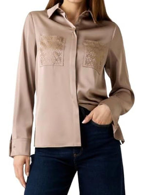 Guess Camicia Manica Lunga Donna Mod. W5RH40 WFQC2 A10L Tortora