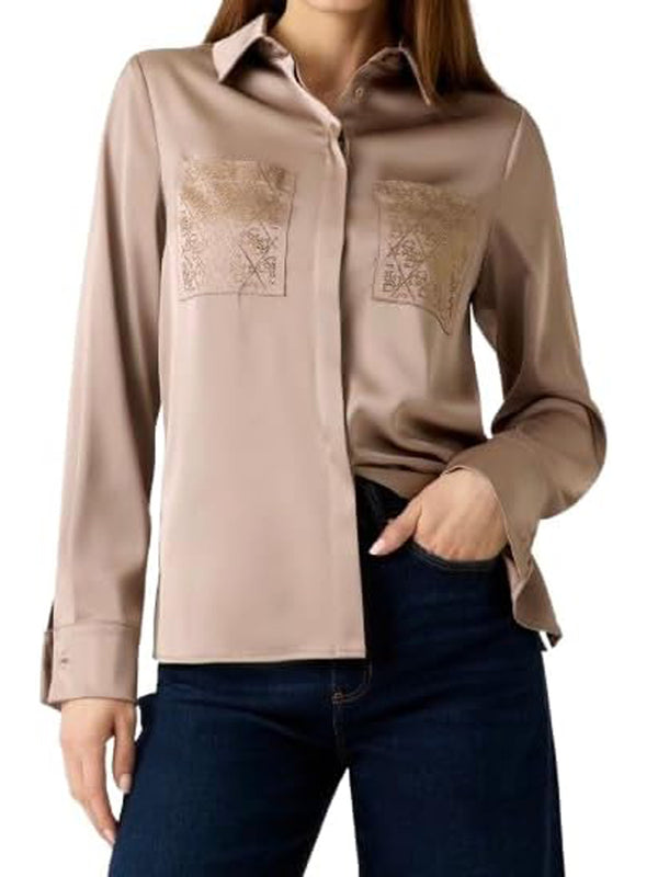 Guess Camicia Manica Lunga Donna Mod. W5RH40 WFQC2 A10L Tortora
