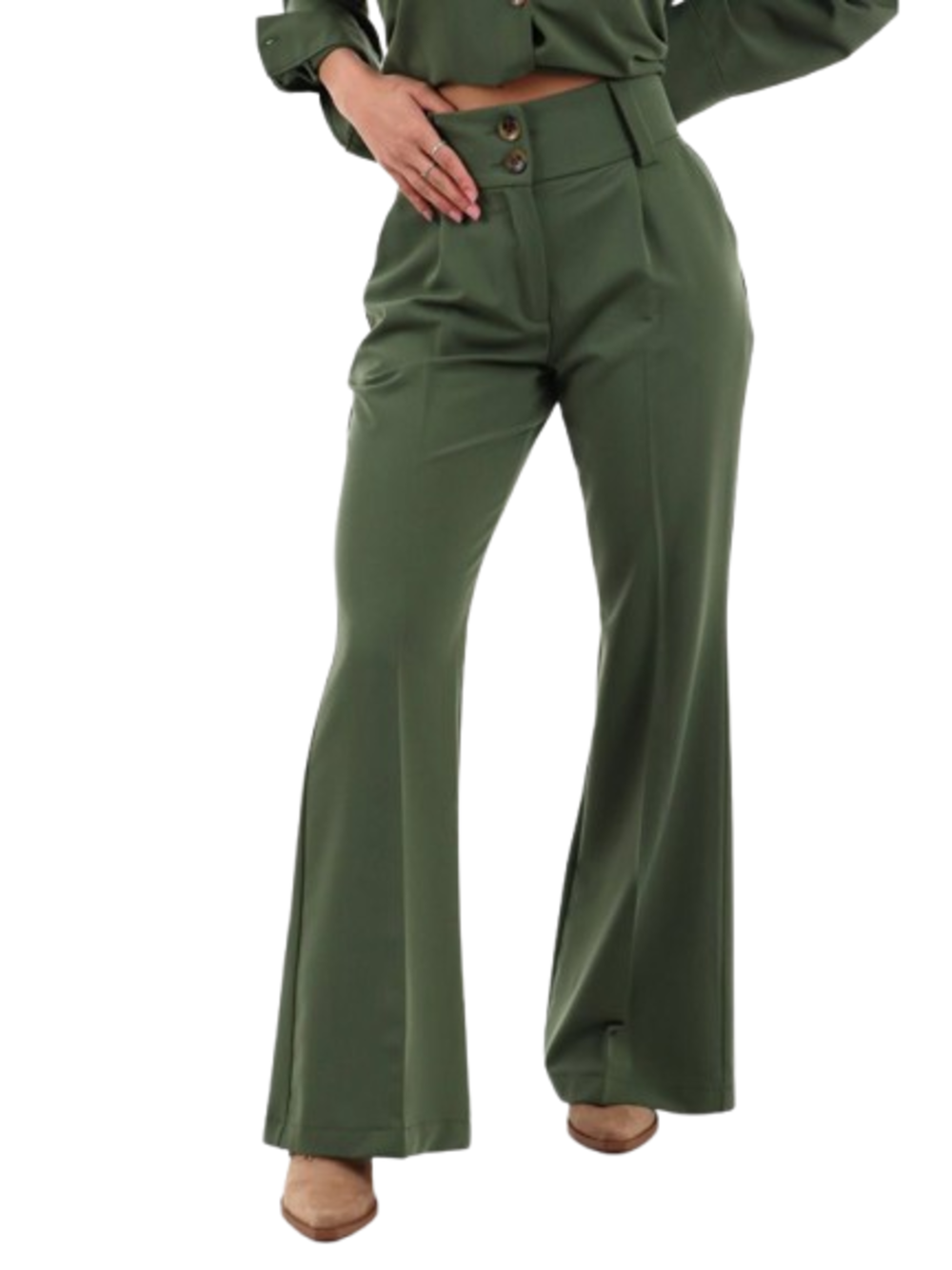 I AM Pantalone Donna Mod. 13669FLARE MILITARE Militare
