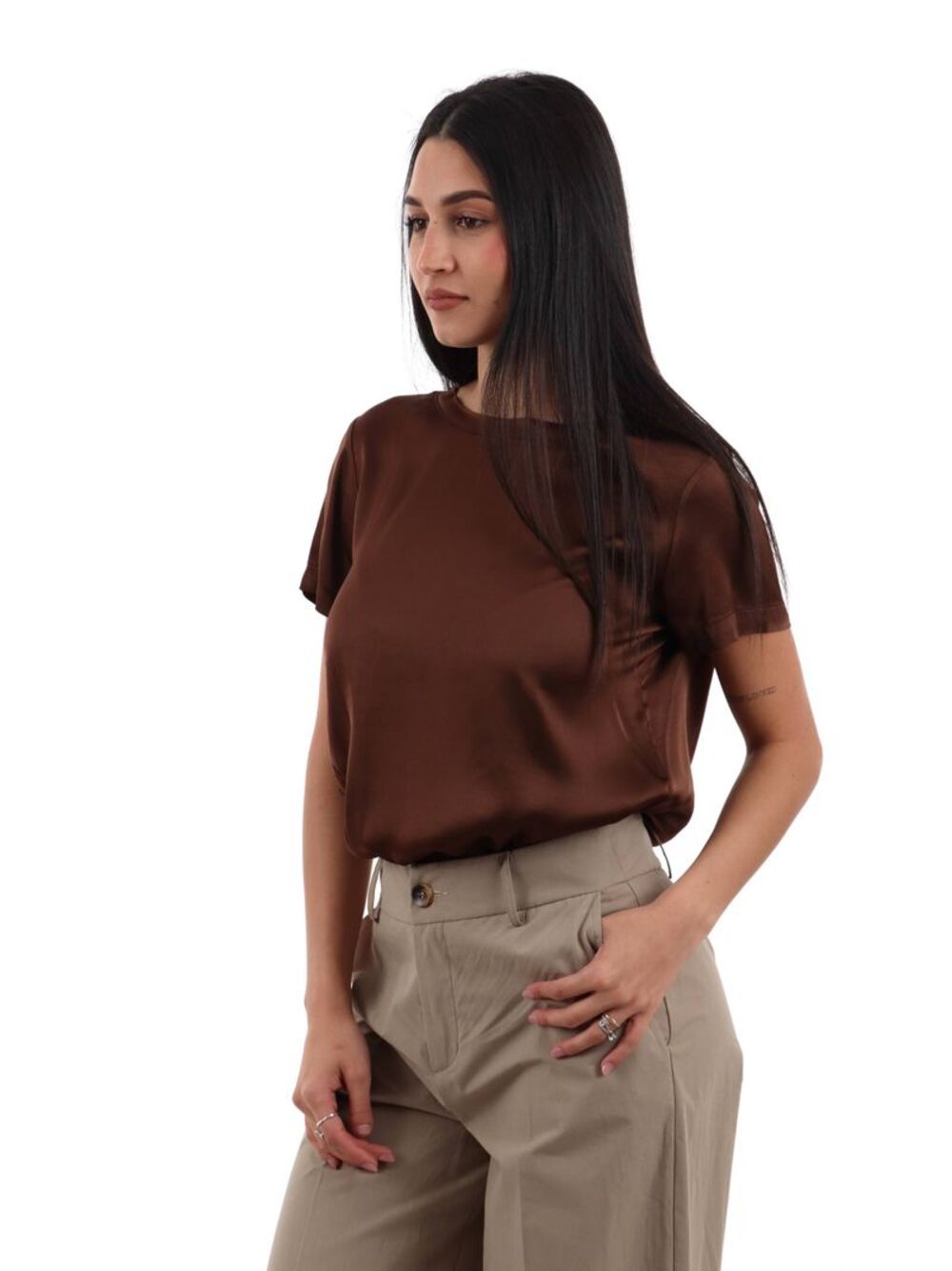 I AM T-shirt Donna Mod. 1951V39 WRASO GIANDUIA Marrone