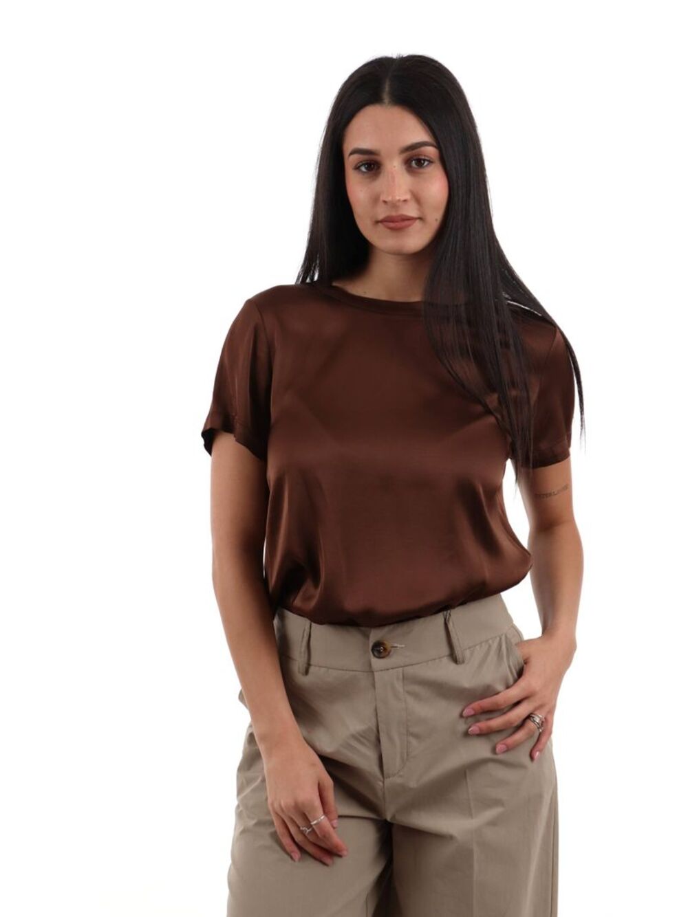 I AM T-shirt Donna Mod. 1951V39 WRASO GIANDUIA Marrone