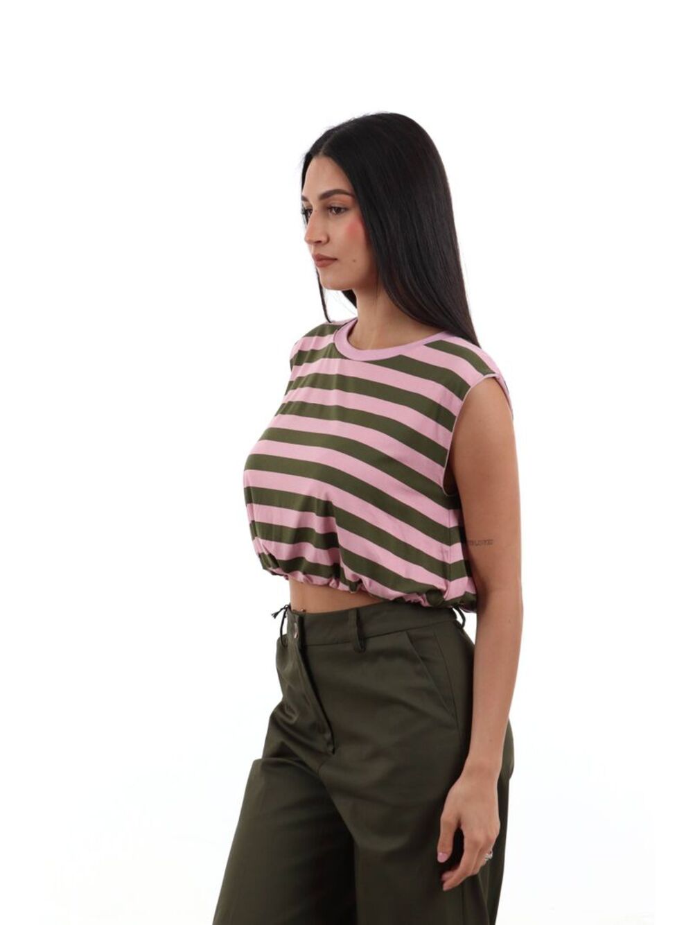 I AM T-shirt Donna Mod. 26038 W&HRIGA OLIVA/ROSA