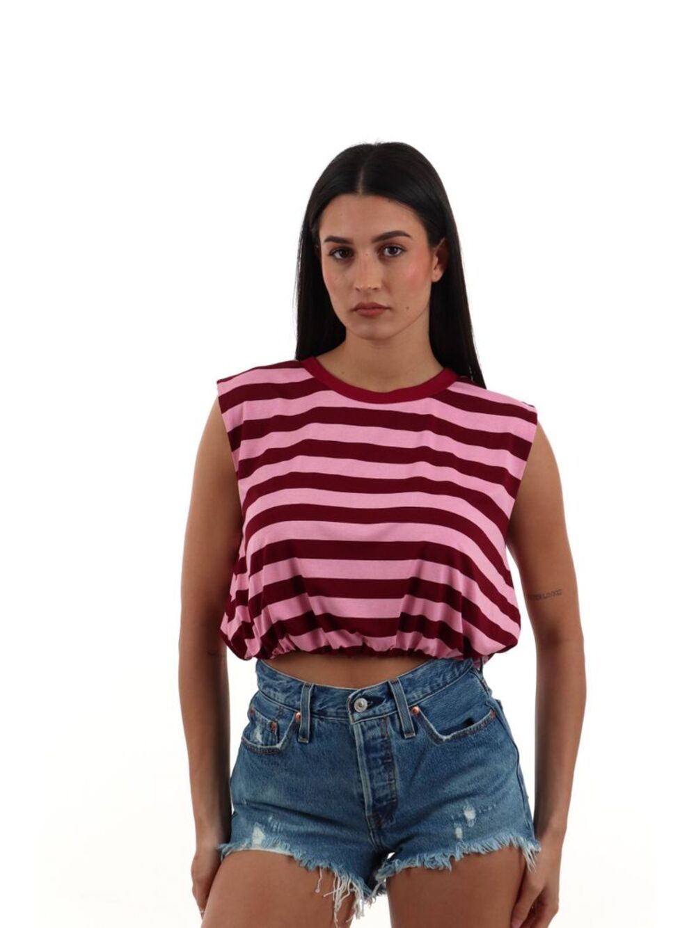 I AM T-shirt Donna Mod. 26038 W&HRIGA ROSA/VINO