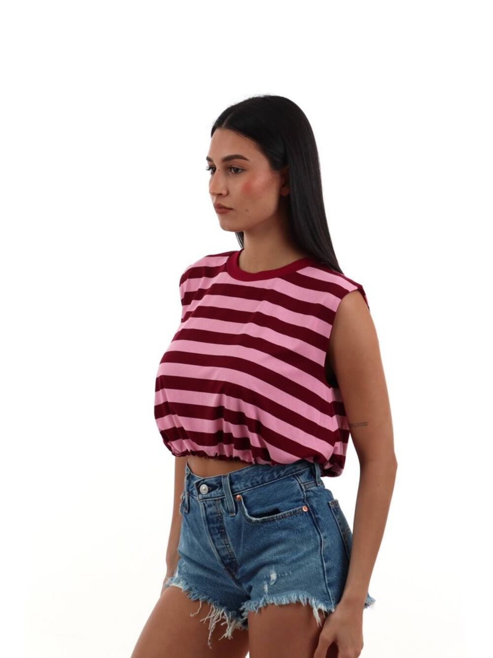 I AM T-shirt Donna Mod. 26038 W&HRIGA ROSA/VINO